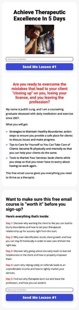 screenshot of Your Roadmap To Therapeutic Excellence Course Page